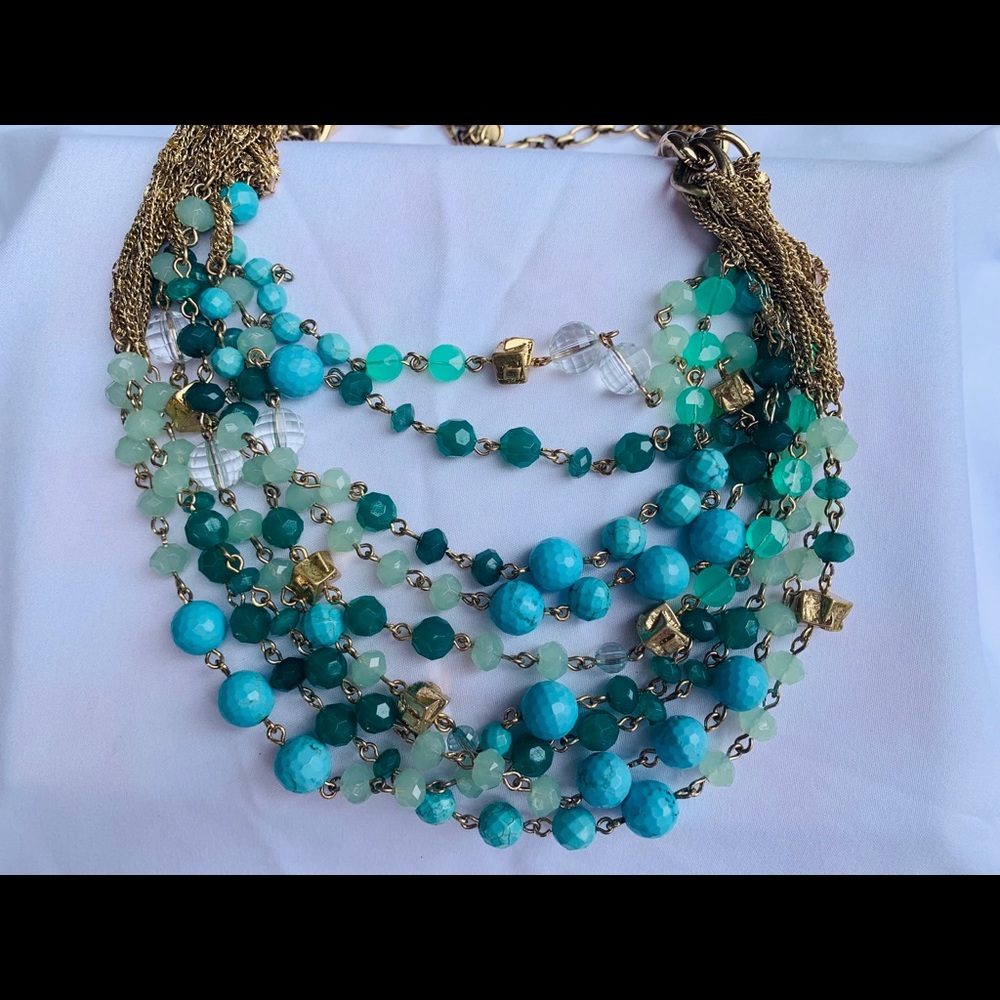 Stella & Dot blue necklace on Gold chain